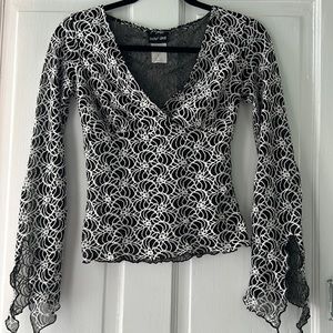 90s/Y2K Paper Doll embroidered mesh top